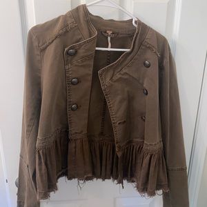 free people army green jacket size small